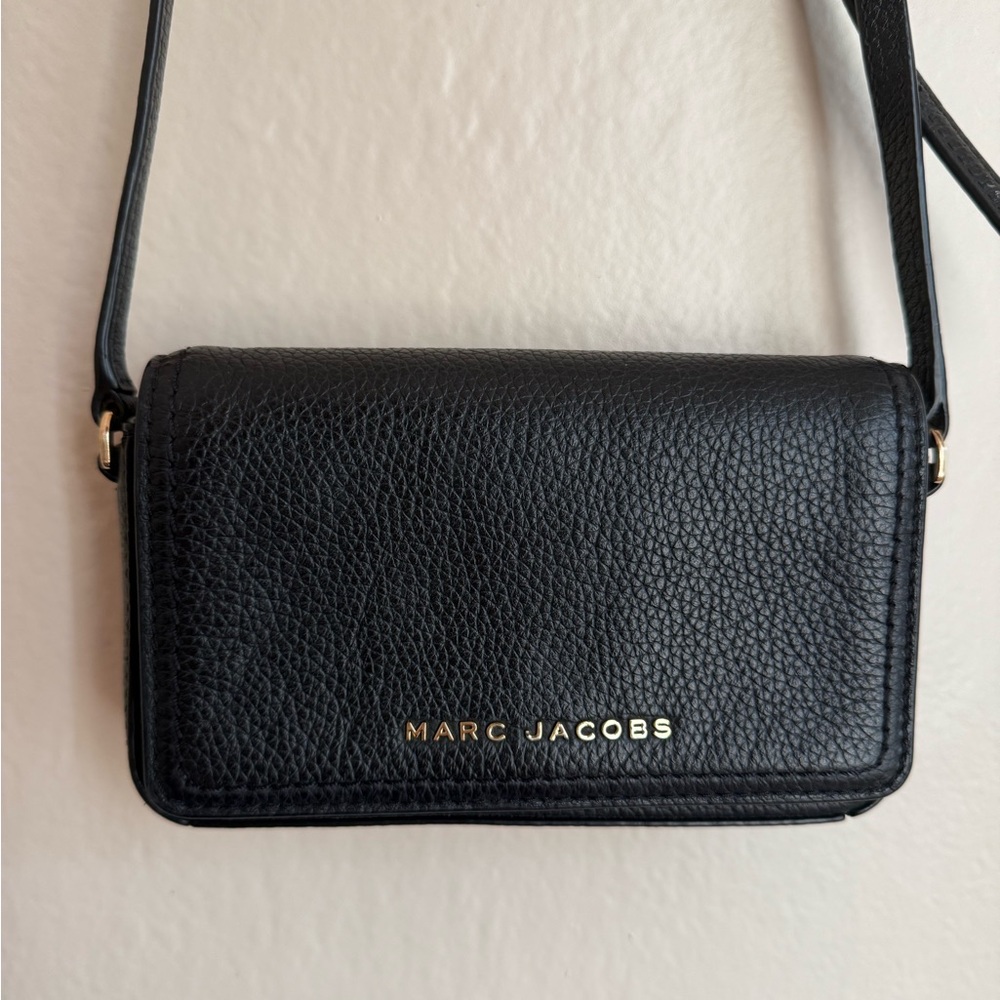 Marc Jacobs Black Crossbody Bag with Gold Accents